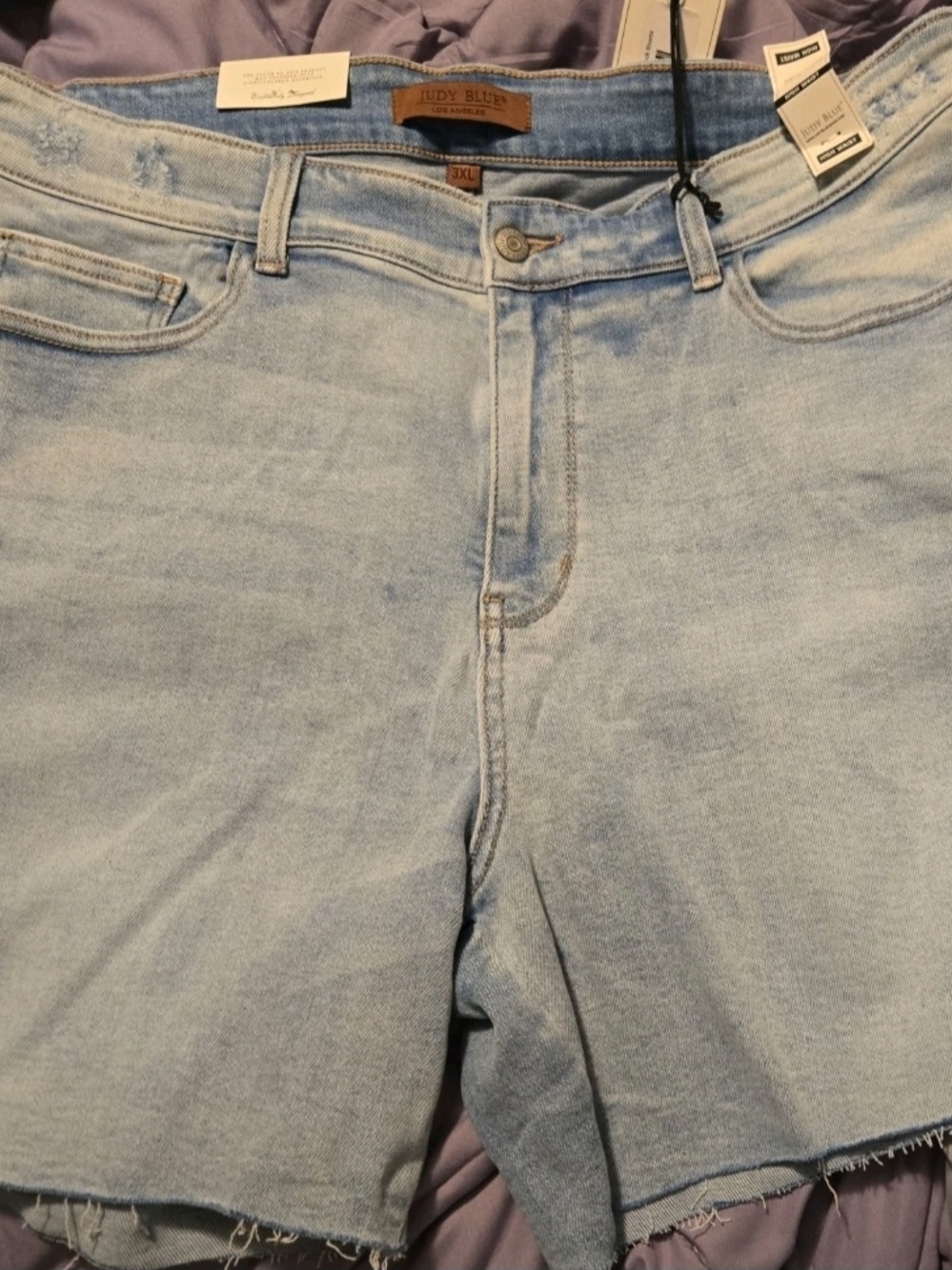 Judy Blue Light Wash Denim Shorts with Raw Hem